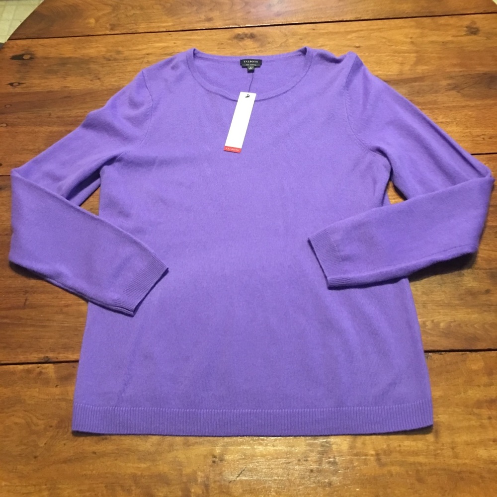 NWT Talbots 100% Cashmere crew neck sweater purple